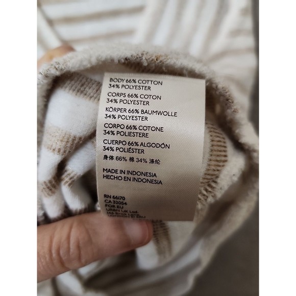 Anthropologie Maeve Womens Top Large Beige White Stripe Boucle Surplice Tank - Picture 4 of 6